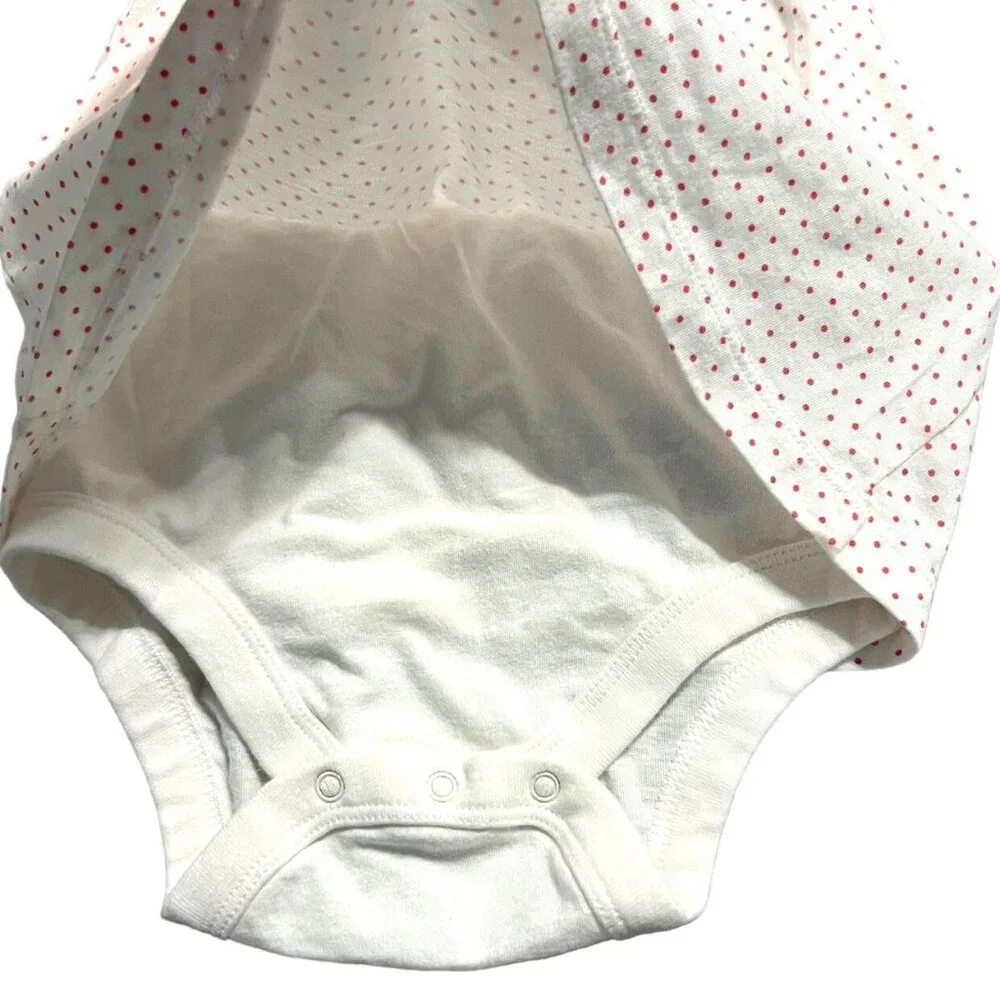 Baby Gap 6-12m Pink Polkadot Dress Bodysuit Romper